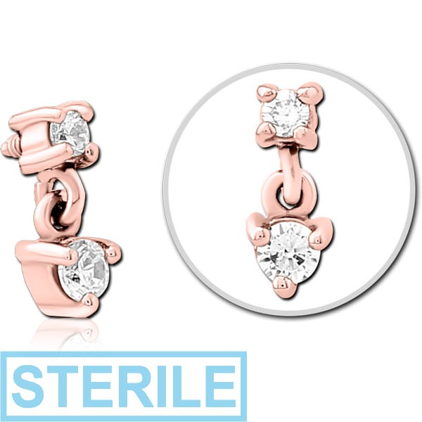 STERILE ROSE GOLD PVD COATED SURGICAL STEEL JEWELLED MICRO ATTACHMENT FOR 1.6MM INTERNALLY THREADED PINS