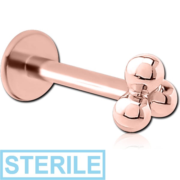 STERILE ROSE GOLD SURGICAL STEEL INTERNALLY THREADED MICRO LABRET