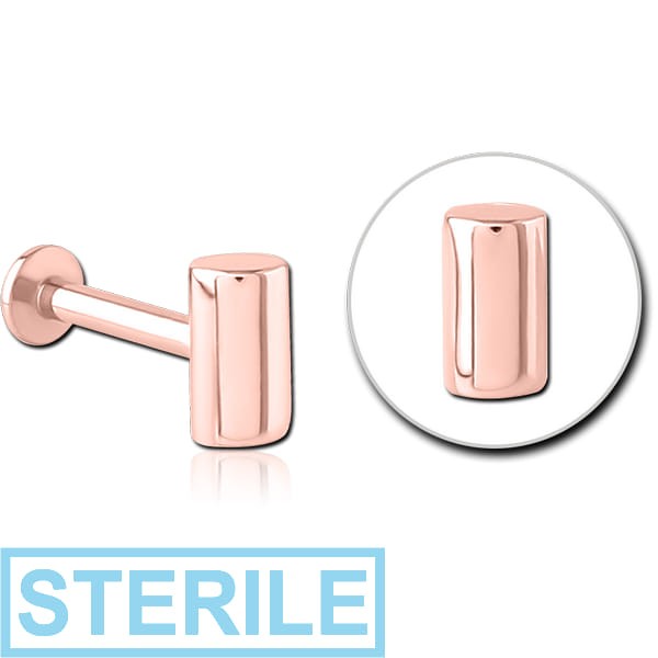 STERILE ROSE GOLD PVD COATED SURGICAL STEEL INTERNALLY THREADED MICRO LABRET - BAR