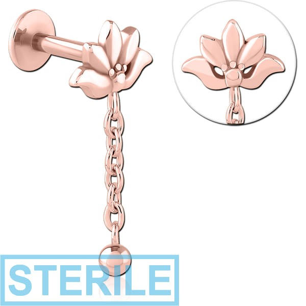 STERILE ROSE GOLD PVD COATED SURGICAL STEEL INTERNALLY THREADED MICRO LABRET