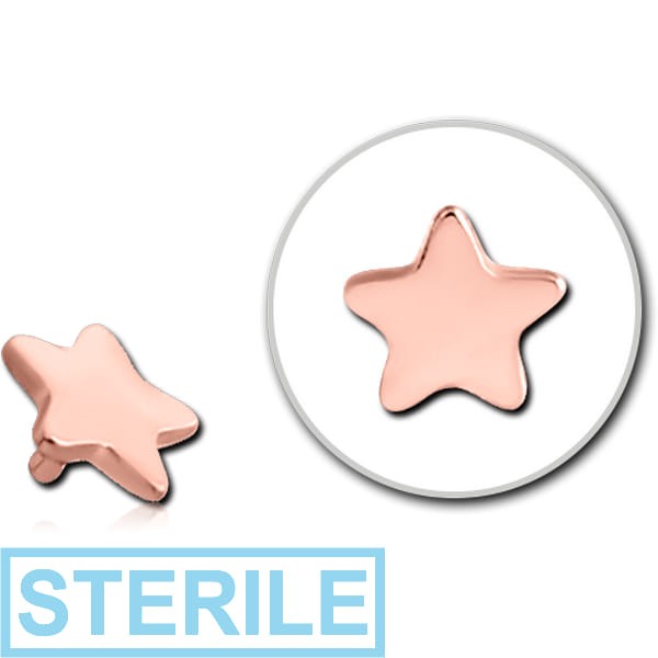 STERILE ROSE GOLD PVD COATED SURGICAL STEEL STAR FOR 1.2MM INTERNALLY THREADED PINS