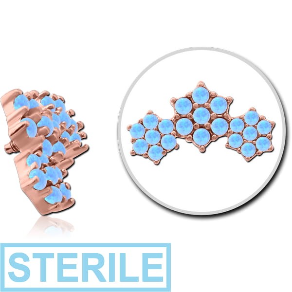 STERILE ROSE GOLD PVD COATED SURGICAL STEEL SYNTHETIC OPAL JEWELLED MICRO ATTACHMENT FOR 1.2MM INTERNALLY THREADED PINS - STARS