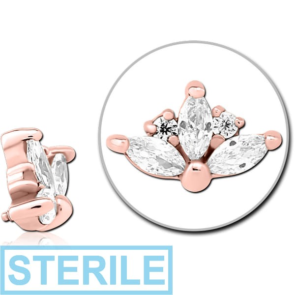 STERILE ROSE GOLD PVD COATED SURGICAL STEEL JEWELLED MICRO ATTACHMENT FOR 1.2MM INTERNALLY THREADED PINS