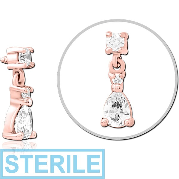 STERILE ROSE GOLD PVD COATED SURGICAL STEEL JEWELLED MICRO ATTACHMENT FOR 1.2MM INTERNALLY THREADED PINS