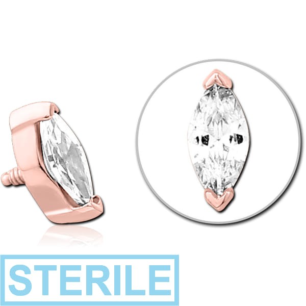 STERILE ROSE GOLD PVD COATED SURGICAL STEEL JEWELLED MICRO ATTACHMENT FOR 1.2MM INTERNALLY THREADED PINS
