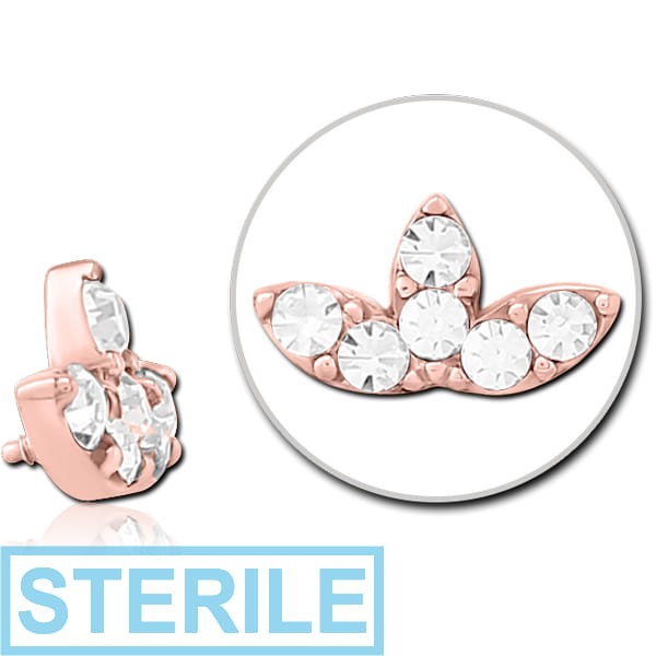 STERILE ROSE GOLD PVD COATED SURGICAL STEEL JEWELLED MICRO ATTACHMENT FOR 1.2MM INTERNALLY THREADED PINS
