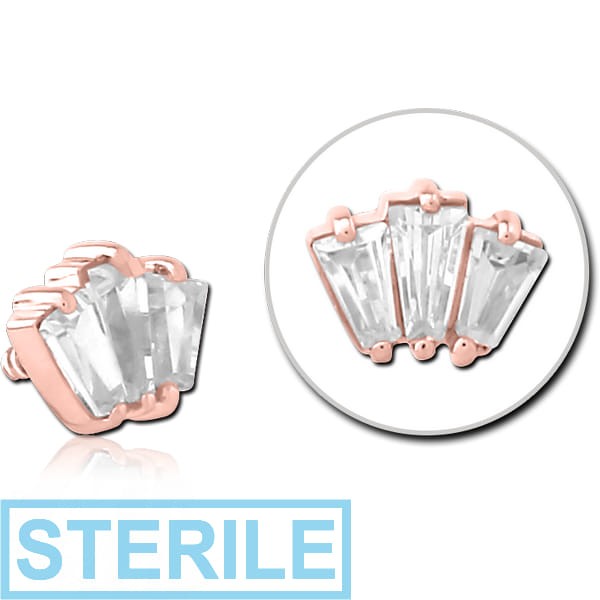 STERILE ROSE GOLD PVD COATED SURGICAL STEEL JEWELLED MICRO ATTACHMENT FOR 1.2MM INTERNALLY THREADED PINS