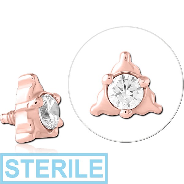 STERILE ROSE GOLD PVD SURGICAL STEEL JEWELLED MICRO ATTACHMENT FOR 1.2MM INTERNALLY THREADED PINS