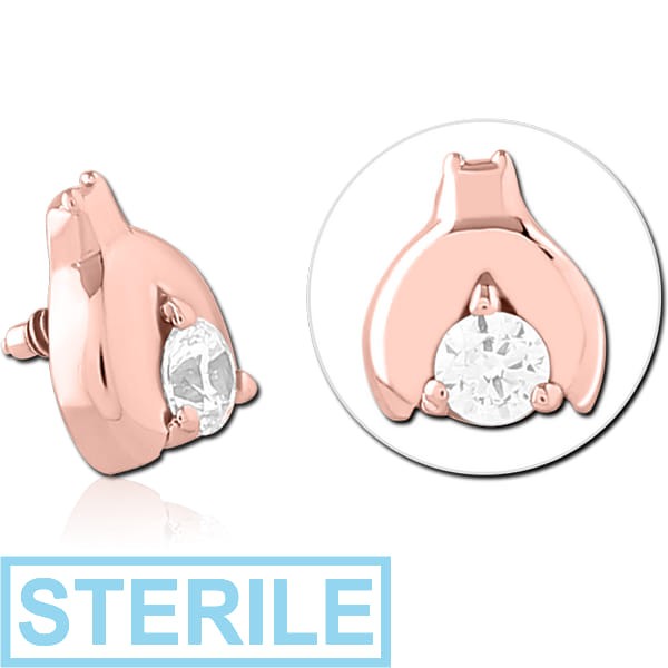 STERILE ROSE GOLD PVD COATED SURGICAL STEEL JEWELLED MICRO ATTACHMENT FOR 1.2MM INTERNALLY THREADED PINS