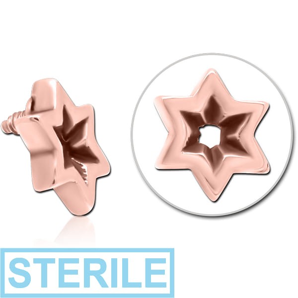 STERILE ROSE GOLD PVD COATED SURGICAL STEEL MICRO ATTACHMENT FOR 1.2MM INTERNALLY THREADED PINS - STAR INDENT