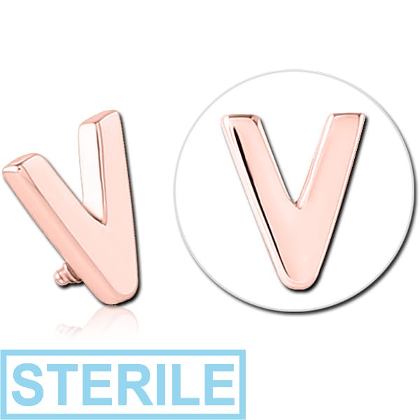 STERILE ROSE GOLD PVD COATED SURGICAL STEEL MICRO ATTACHMENT FOR 1.2MM INTERNALLY THREADED PINS - V
