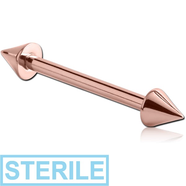 STERILE ROSE GOLD PVD COATED SURGICAL STEEL MICRO BARBELL WITH CONES