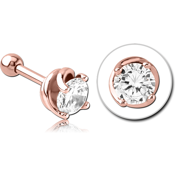 ROSE GOLD PVD COATED SURGICAL STEEL JEWELLED TRAGUS MICRO BARBELL - CIRCULE