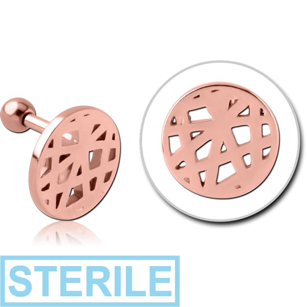 STERILE ROSE GOLD PVD COATED SURGICAL STEEL TRAGUS MICRO BARBELL - FILIGREE