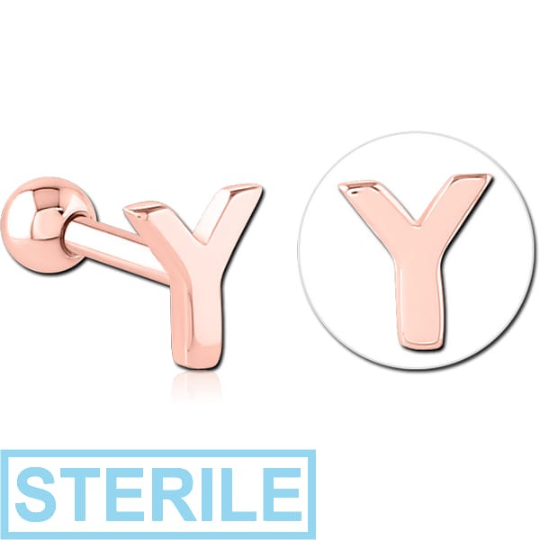 STERILE ROSE GOLD PVD COATED SURGICAL STEEL TRAGUS MICRO BARBELL - Y