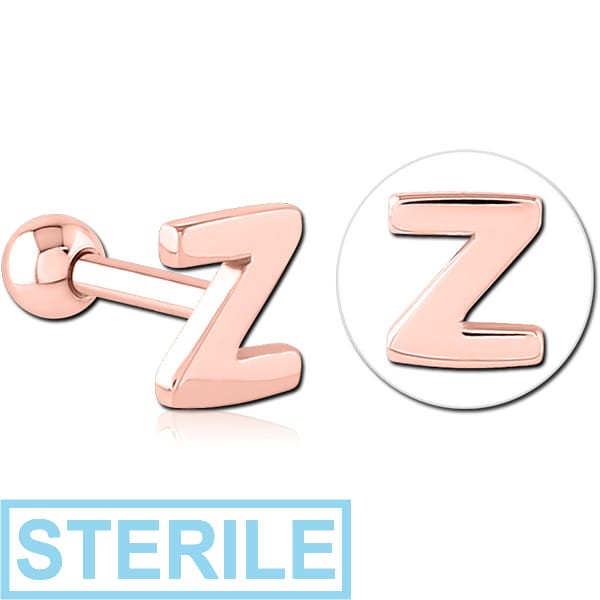 STERILE ROSE GOLD PVD COATED SURGICAL STEEL TRAGUS MICRO BARBELL - Z