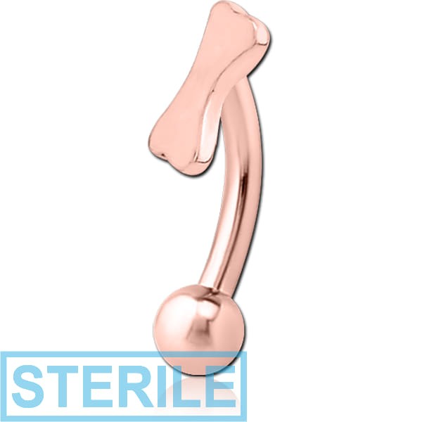STERILE ROSE GOLD PVD COATED SURGICAL STEEL FANCY CURVED MICRO BARBELL - BONE