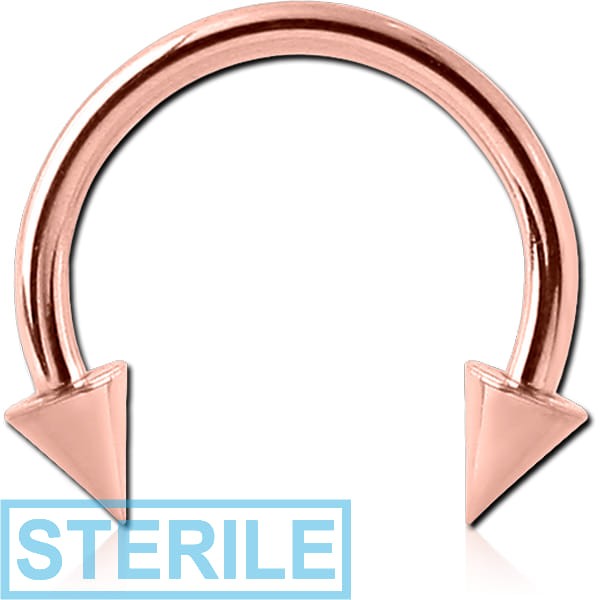 STERILE ROSE GOLD PVD COATED SURGICAL STEEL MICRO CIRCULAR BARBELL WITH CONES
