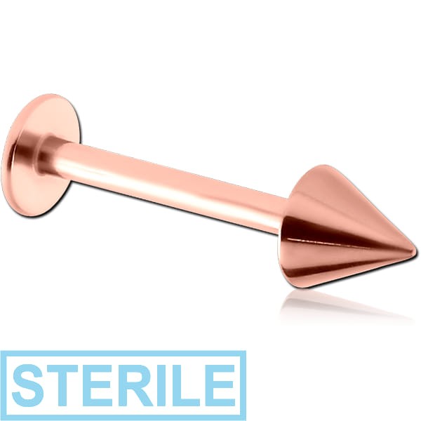 STERILE ROSE GOLD PVD COATED SURGICAL STEEL MICRO LABRET WITH CONE
