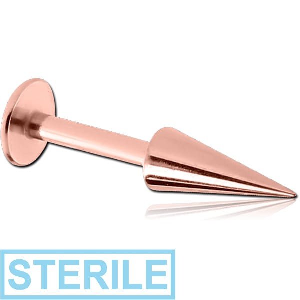 STERILE ROSE GOLD PVD COATED SURGICAL STEEL MICRO LABRET WITH LONG CONE