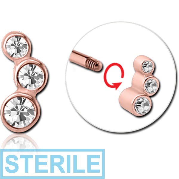 STERILE ROSE GOLD PVD COATED SURGICAL STEEL MICRO THREADED JEWELLED ATTACHMENT