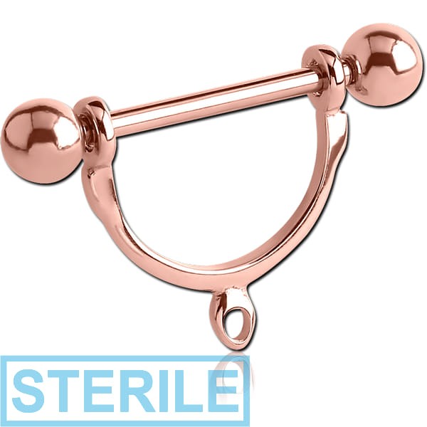 STERILE ROSE GOLD PVD COATED SURGICAL STEEL NIPPLE STIRRUP WITH HOOP