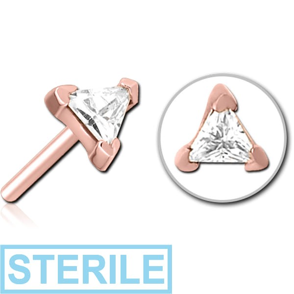STERILE ROSE GOLD PVD COATED SURGICAL STEEL JEWELLED THREADLESS ATTACHMENT - TRIANGLE