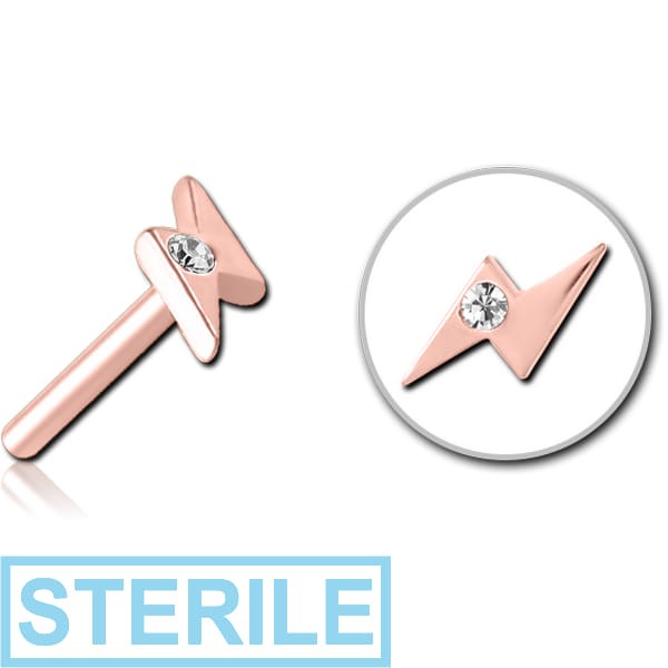 STERILE ROSE GOLD PVD COATED SURGICAL STEEL JEWELLED THREADLESS ATTACHMENT - THUNDER
