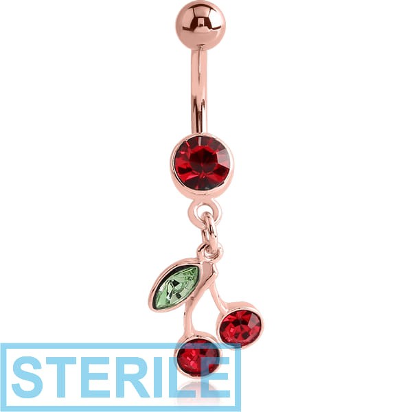 STERILE ROSE GOLD PVD COATED BRASS JEWELLED FASHION NAVEL BANANA