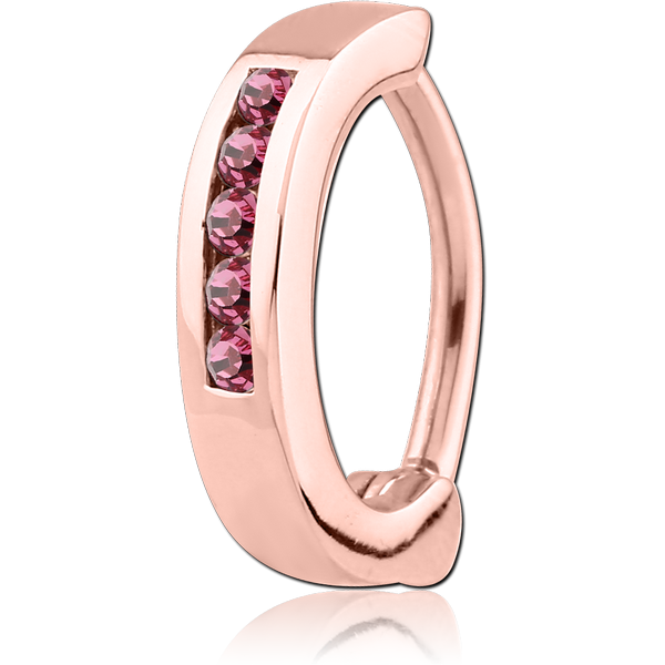 ROSE GOLD PVD COATED SURGICAL STEEL JEWELLED BELLY CLICKER - FIVE GEMS