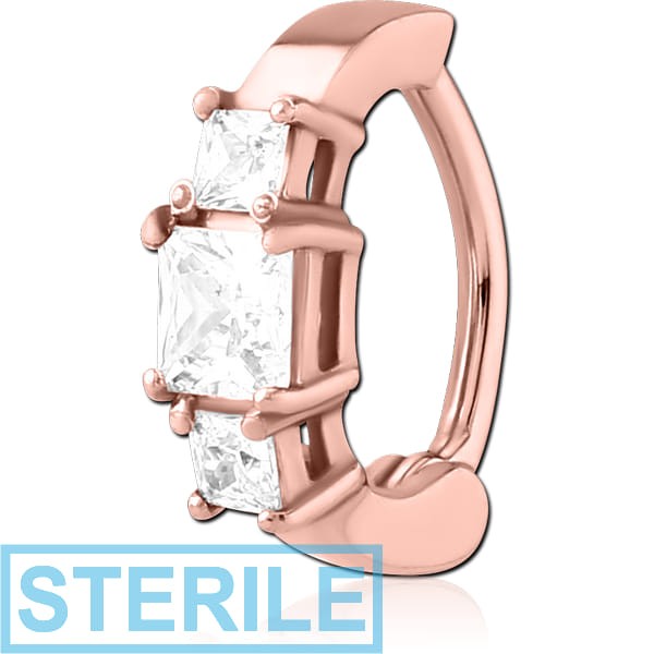 STERILE ROSE GOLD PVD COATED SURGICAL STEEL JEWELLED BELLY CLICKER