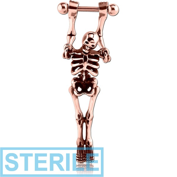 STERILE ROSE GOLD PVD COATED SURGICAL STEEL CARTILAGE SHIELD - SKELETON