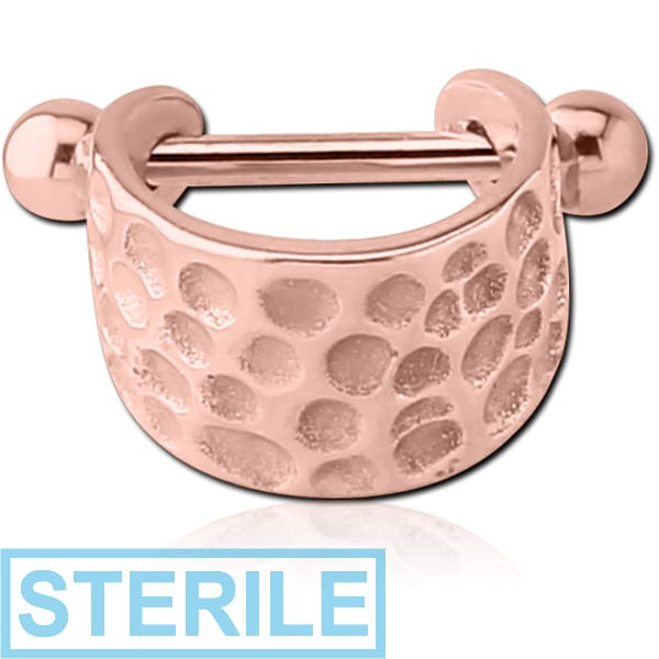 STERILE ROSE GOLD PVD COATED SURGICAL STEEL CARTILAGE SHIELD - HAMMERED TEXTURE