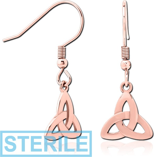 STERILE ROSE GOLD PVD COATED SURGICAL STEEL EARRINGS PAIR - FANCY TRIANGLE
