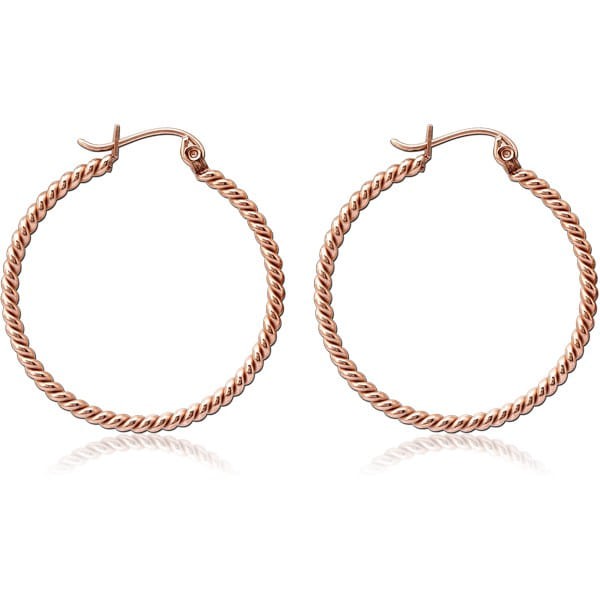 STERILE ROSE GOLD PVD COATED SURGICAL STEEL TWISTED WIRE EARRINGS