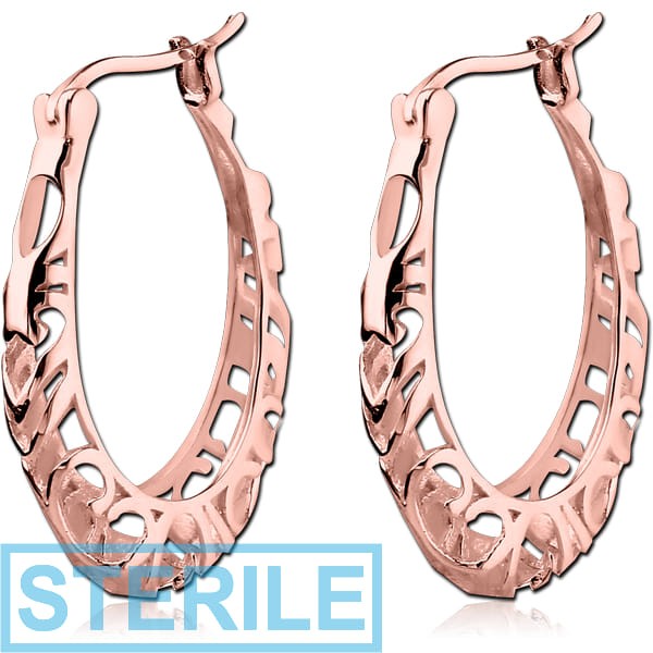 STERILE ROSE GOLD PVD COATED SURGICAL STEEL HOOP EARRINGS