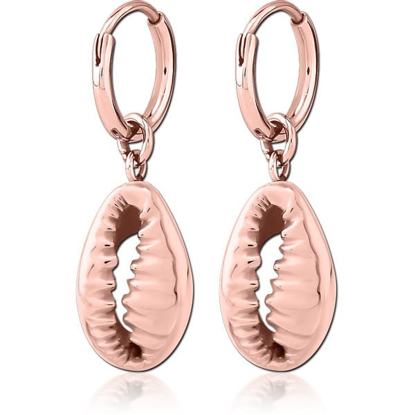 STERILE ROSE GOLD PVD COATED SURGICAL STEEL EARRINGS - SHELL