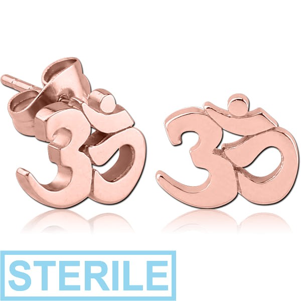 STERILE ROSE GOLD PVD COATED SURGICAL STEEL EAR STUDS PAIR