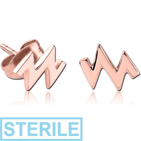 STERILE ROSE GOLD PVD COATED SURGICAL STEEL EAR STUDS PAIR