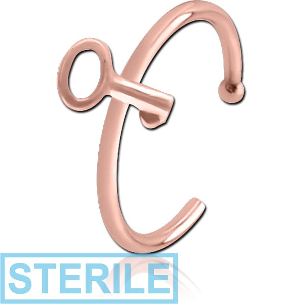 STERILE ROSE GOLD PVD COATED SURGICAL STEEL OPEN NOSE RING - KEY