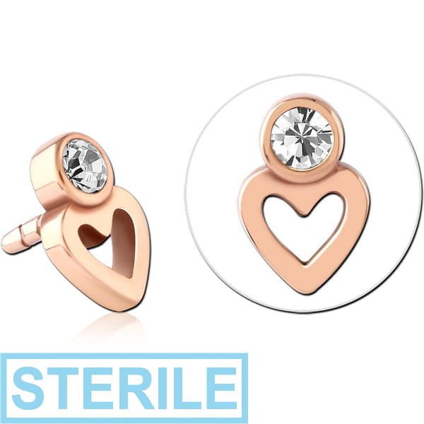 STERILE ROSE GOLD PVD COATED SURGICAL STEEL JEWELLED PUSH FIT ATTACHMENT FOR BIOFLEX INTERNAL LABRET