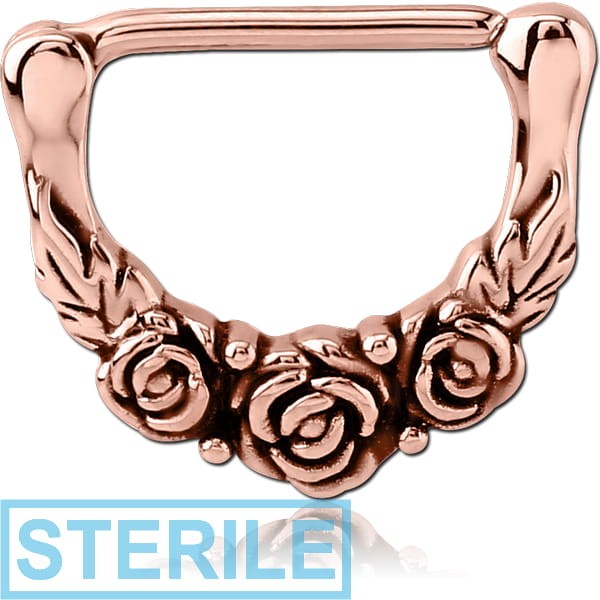 STERILE ROSE GOLD PVD COATED SURGICAL STEEL NIPPLE CLICKER - ROSE