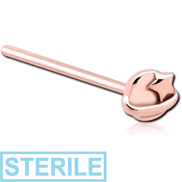 STERILE ROSE GOLD PVD COATED SURGICAL STEEL STRAIGHT NOSE STUD