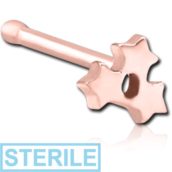 STERILE ROSE GOLD PVD COATED SURGICAL STEEL NOSE BONE - STAR