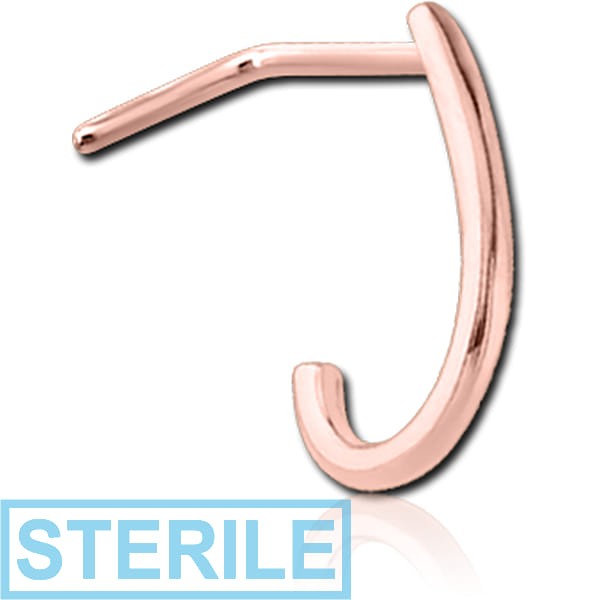 STERILE ROSE GOLD PVD COATED SURGICAL STEEL 90 DEGREE WRAP AROUND NOSE STUD