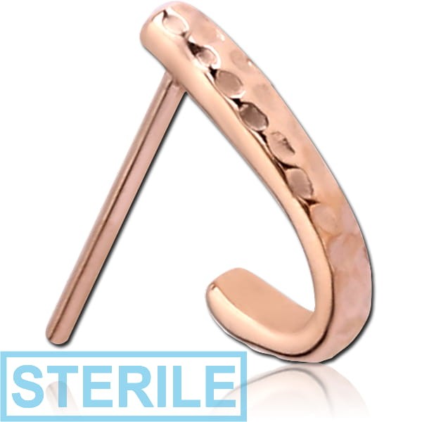 STERILE ROSE GOLD PVD COATED SURGICAL STEEL STRAIGHT WRAP AROUND NOSE STUD