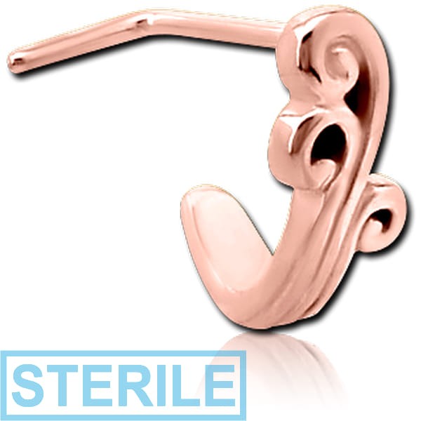 STERILE ROSE GOLD PVD COATED SURGICAL STEEL 90 DEGREE WRAP AROUND NOSE STUD