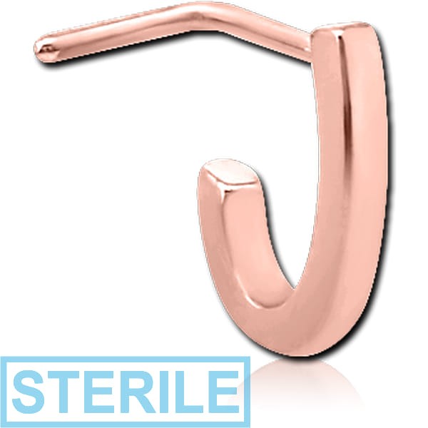STERILE ROSE GOLD PVD COATED SURGICAL STEEL 90 DEGREE WRAP AROUND NOSE STUD