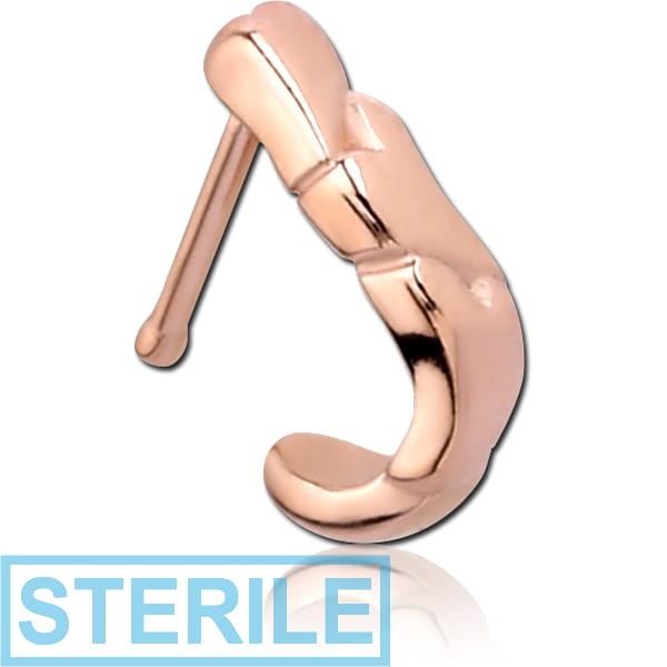 STERILE ROSE GOLD PVD COATED SURGICAL STEEL WRAP AROUND NOSE BONE - HEARTS
