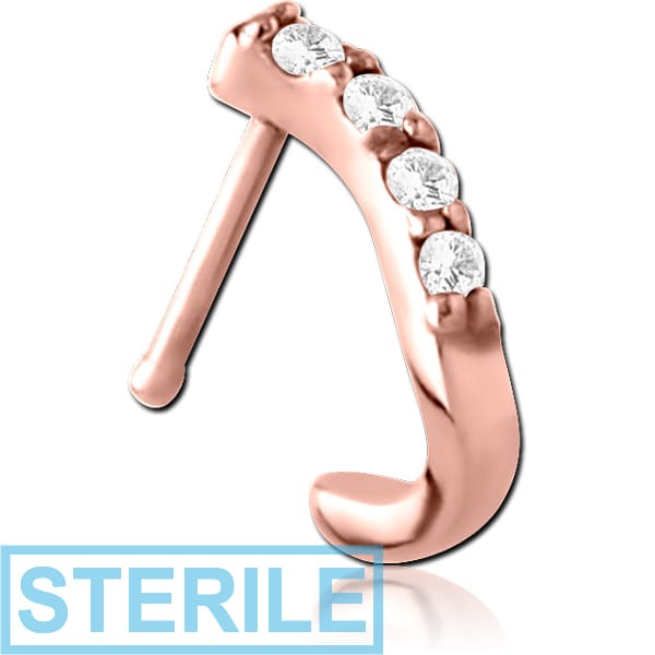 STERILE ROSE GOLD PVD COATED SURGICAL STEEL JEWELLED WRAP AROUND NOSE BONE